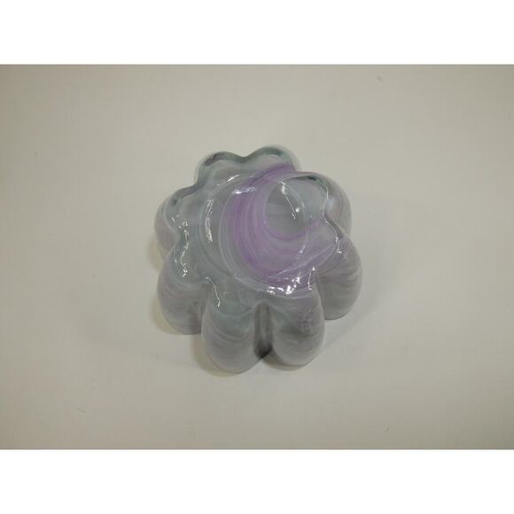 Hand Blown Purple Swirl Ecoglass Glass Candle Holder Bowl Recycled Made In Spain - Picture 8 of 10